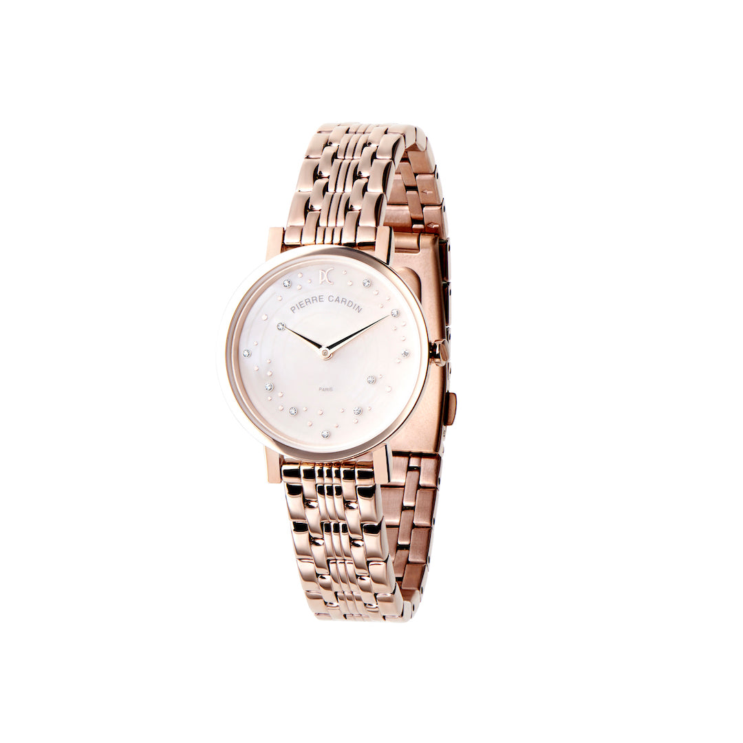 Canal St Martin Circles Rose Gold Watch with Crystals and Pink