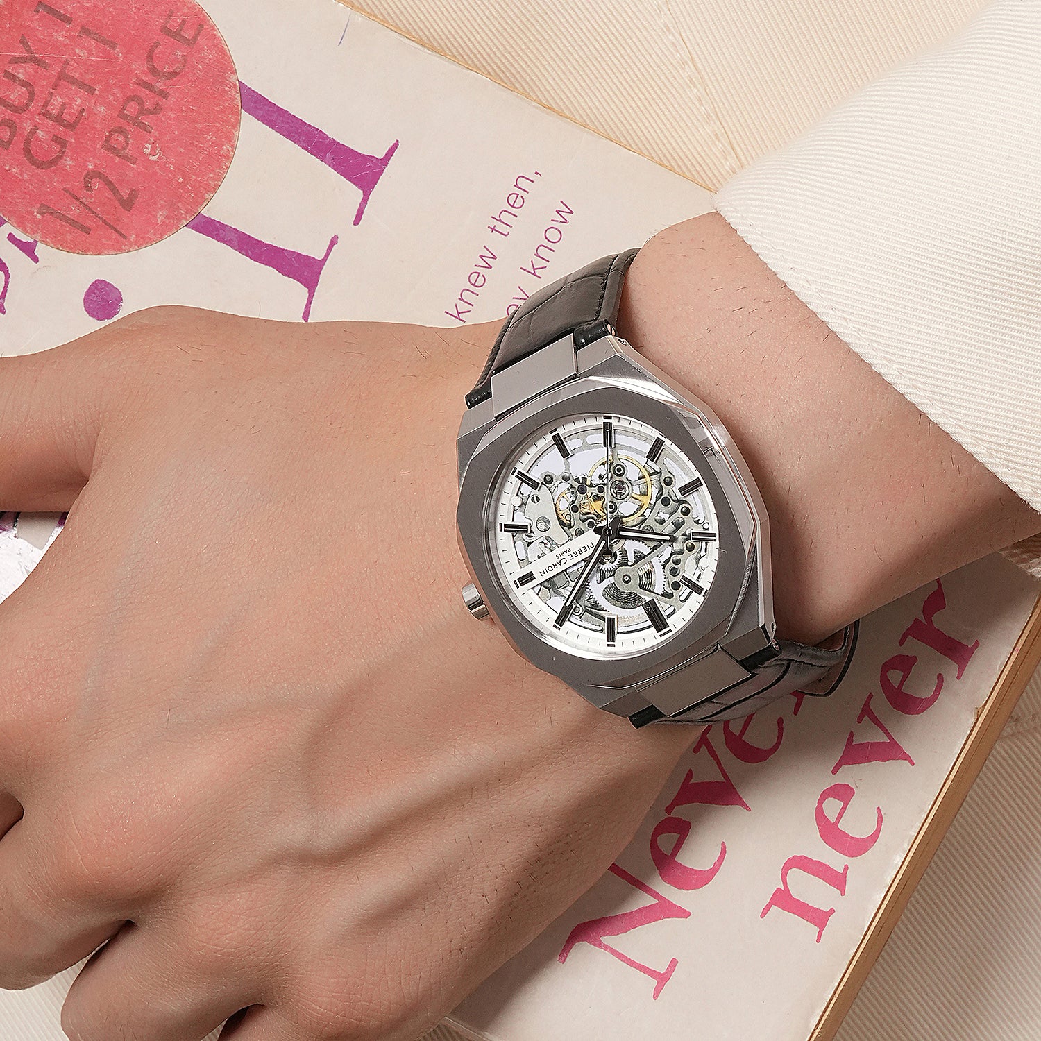 Élysée Automatique Men's 42mm Skeleton Watch Silver Case with