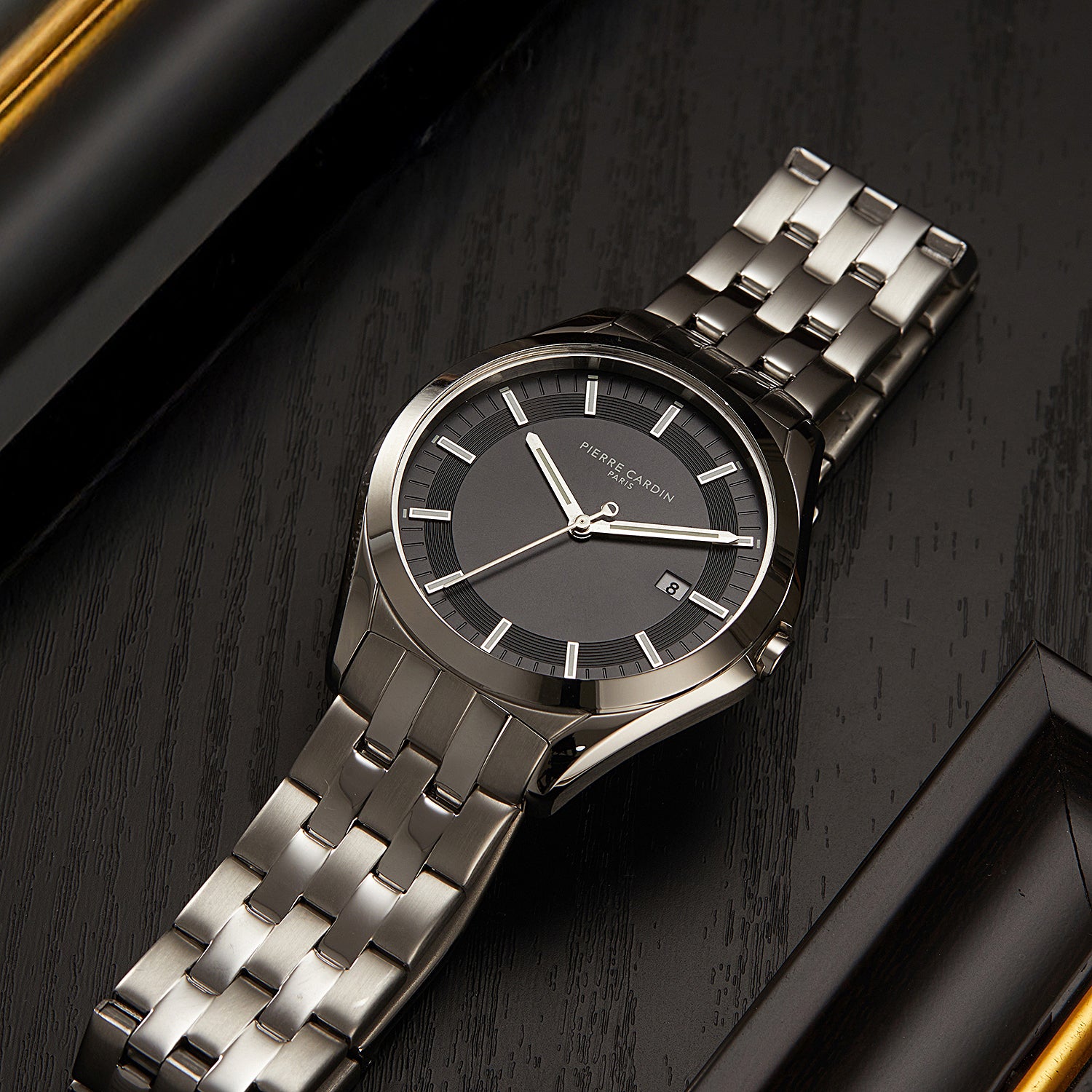 Vaugirard Aréne Men's 42mm Classic Watch Silver Case, Black Dial