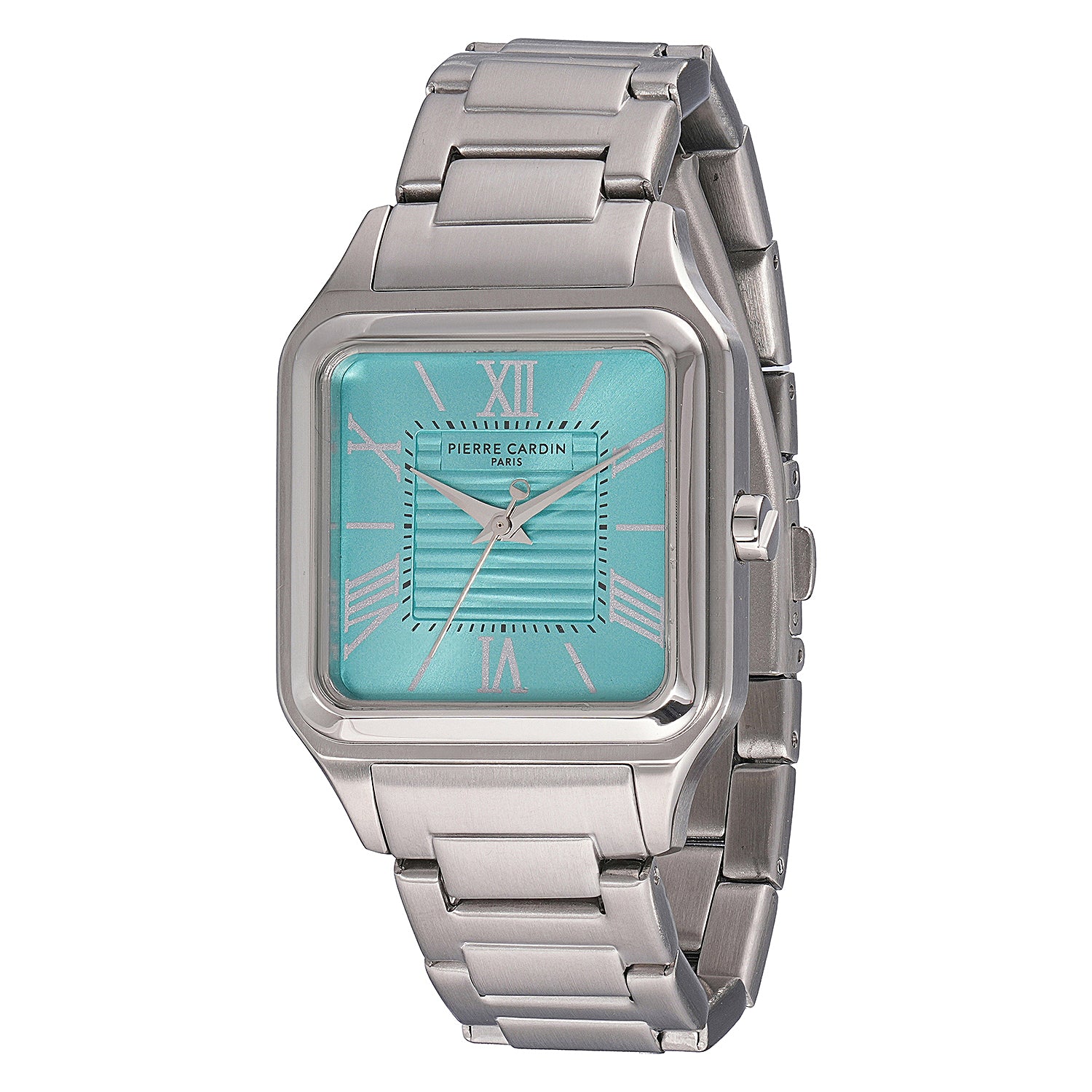 Ménilmontant Carré Men's Square Watch Silver Case, Tiffany Blue