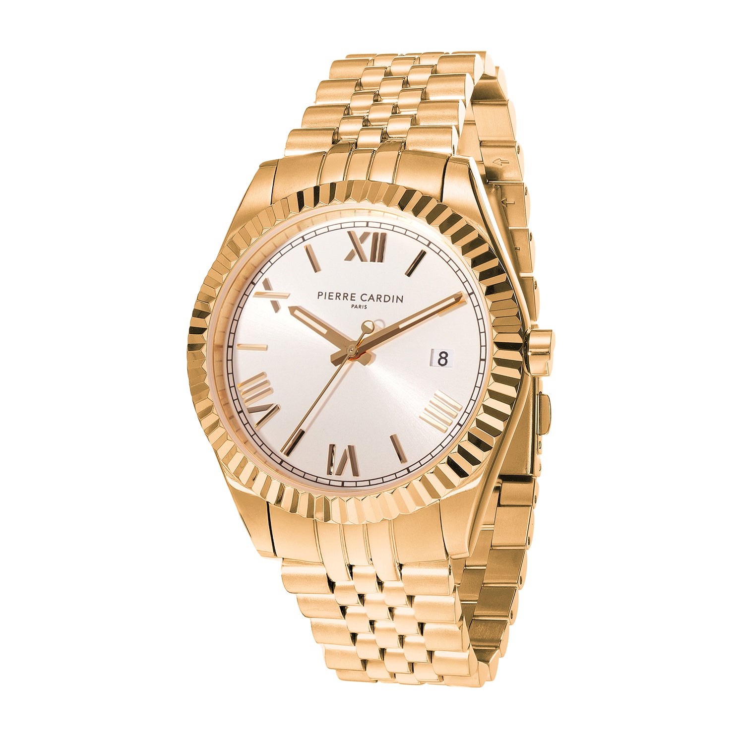 pierre cardin tank ラウンド ゴールド ローマ 腕時計 Opéra Timbre Mens 40mm - Gold with Gold Metal Strap – Pierre