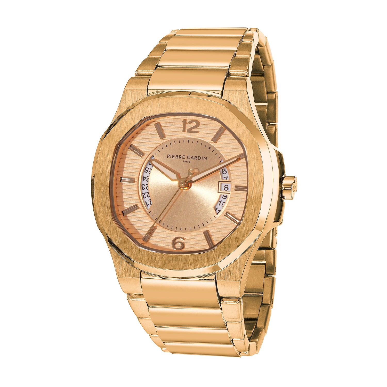 Elegance Supreme Mens 42mm Gold with Gold Metal Strap – Pierre