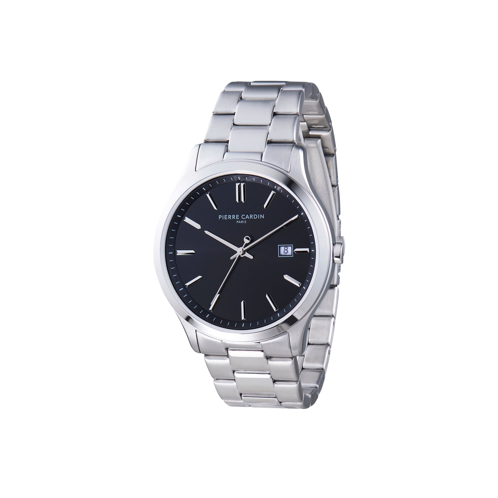 Épinettes Essential Stainless Steel Watch with Black Dial and