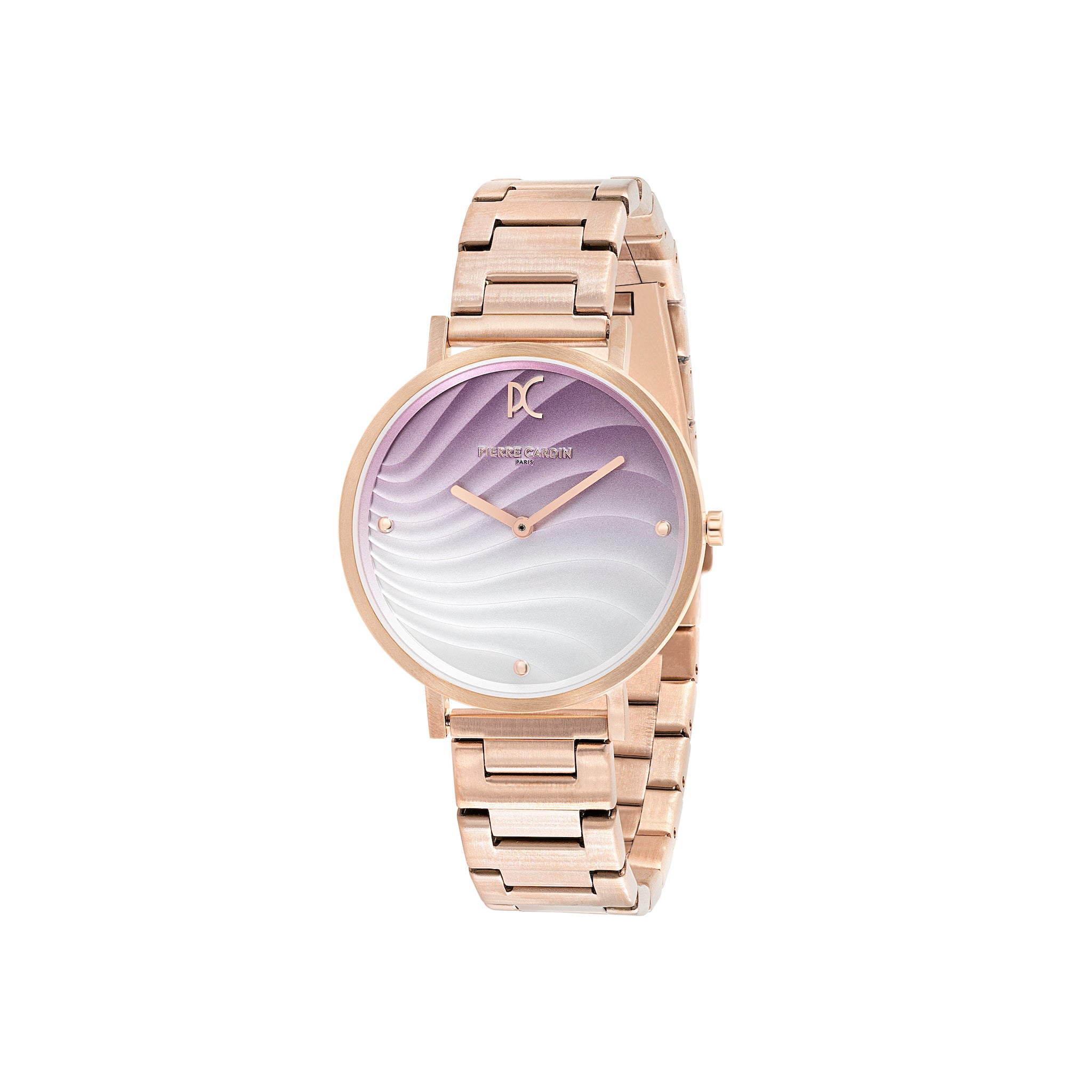 Belleville Coloured Patterned Dial Rose Gold Watch with Metal Link