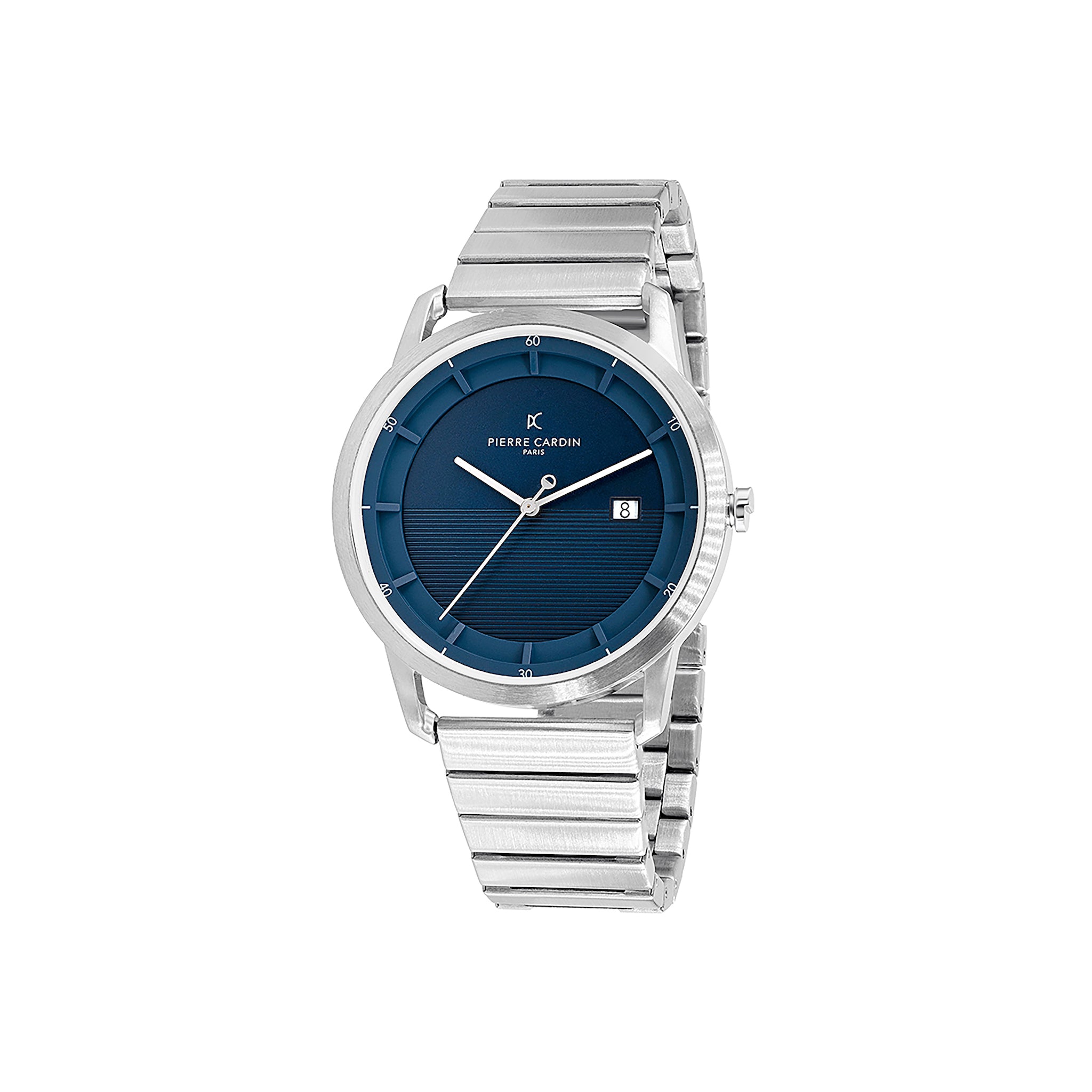 St. Germain Lines Watch with Blue Dial, Silver Case and Metal Links St