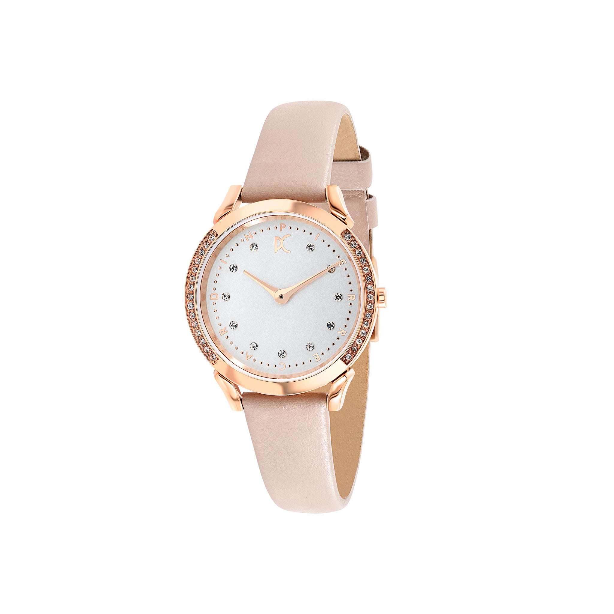 Pigalle Rose Gold Watch with Crystals and Leather Strap – Pierre