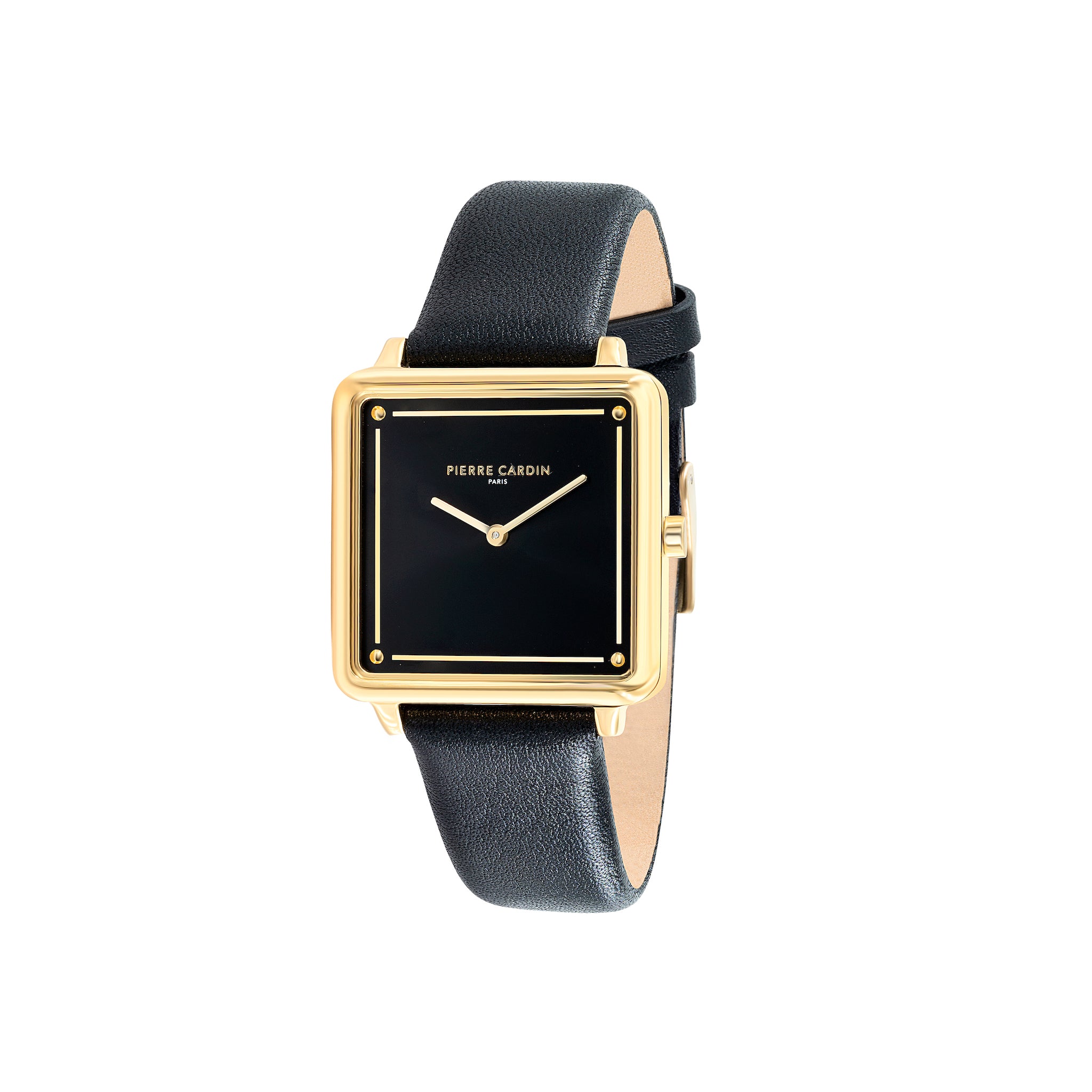 Vendôme Gold Watch with Black Leather Strap – Pierre Cardin Watches