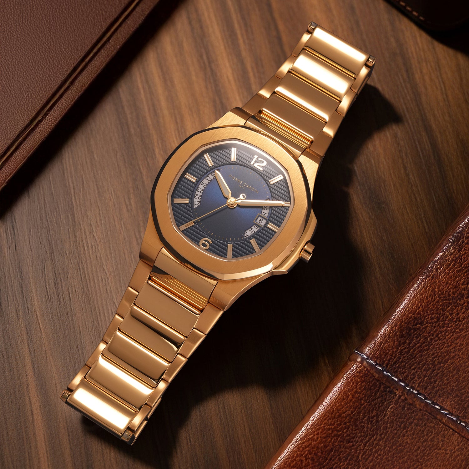Elegance Supreme Mens 42mm - Gold with Gold Metal Strap – Pierre