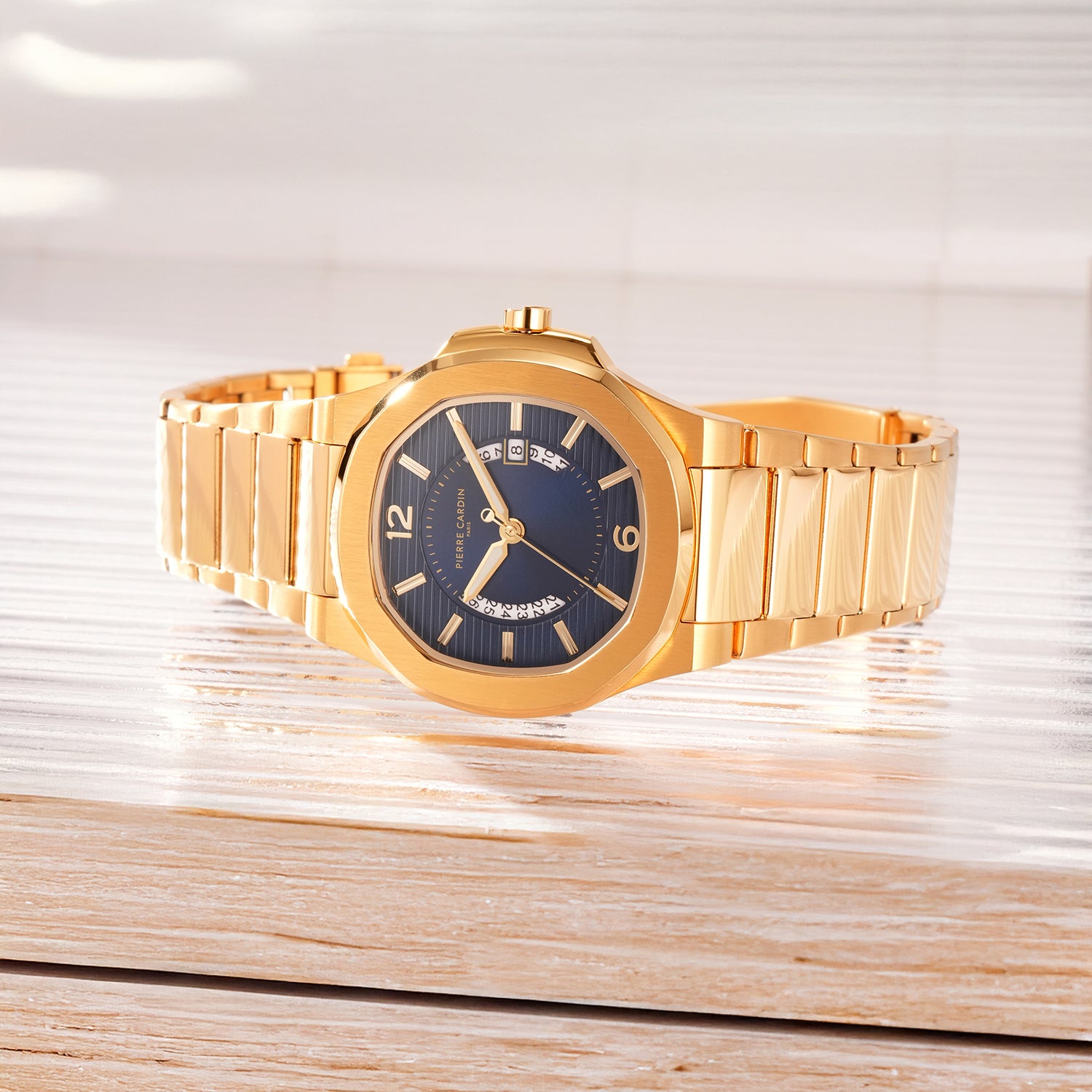 Elegance Supreme Mens 42mm - Gold with Gold Metal Strap – Pierre
