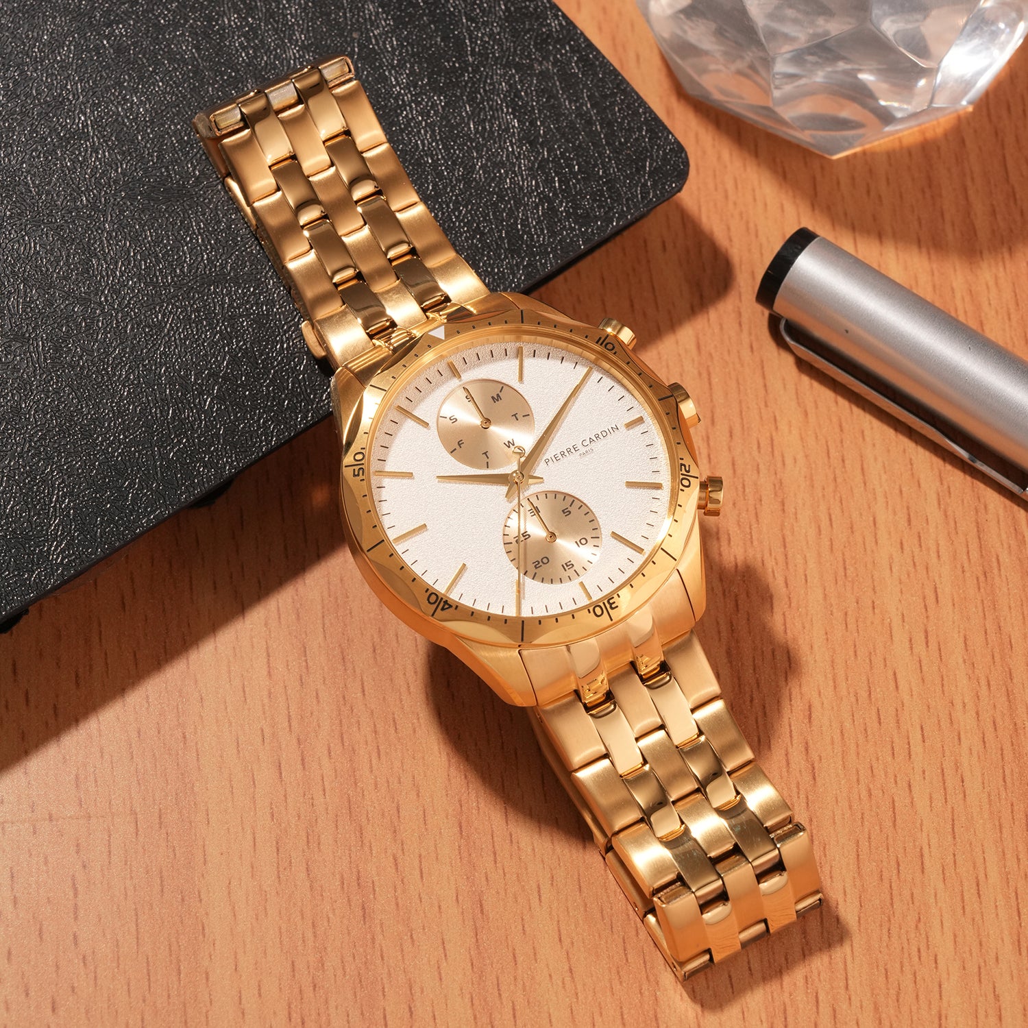 Heritage RacerTime Mens 43mm - Gold with Gold Metal Strap – Pierre