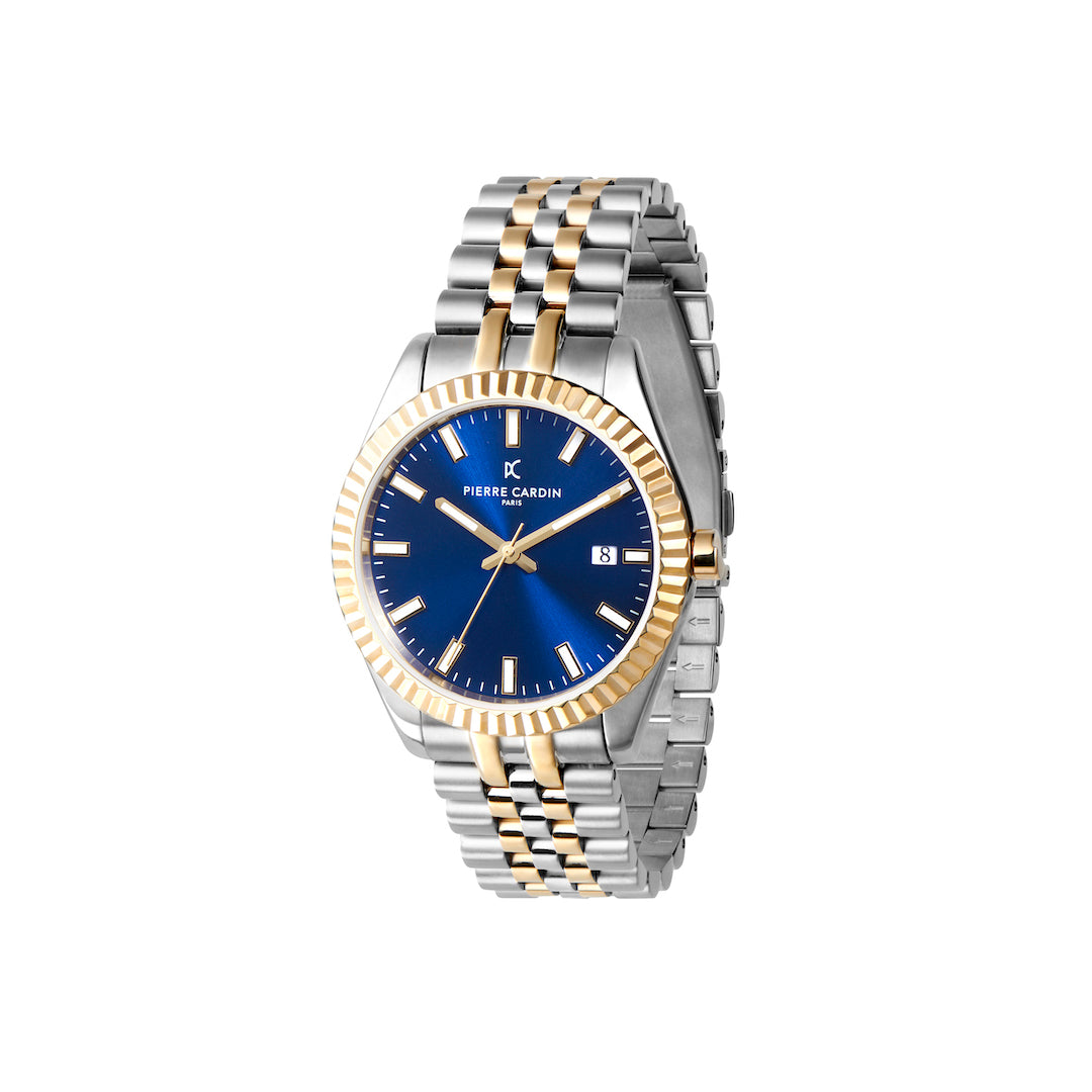 Opera Compass Watch Opera Two tone Stainless Steel and Yellow Gold Date Watch with Fluted ...