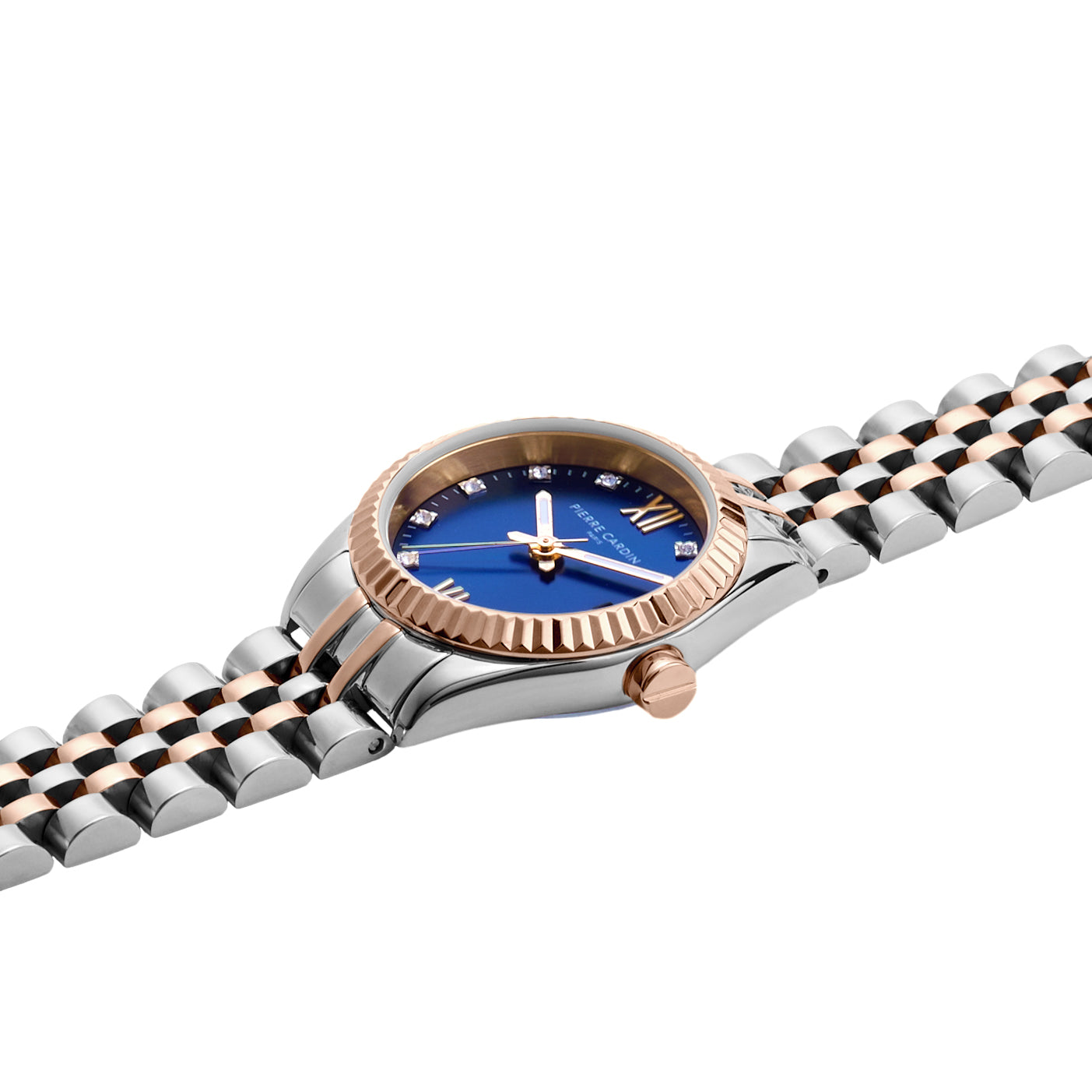Opera Two Tone Rose Gold and Stainless Steel Date Watch with Fluted Be –  Pierre Cardin Watches