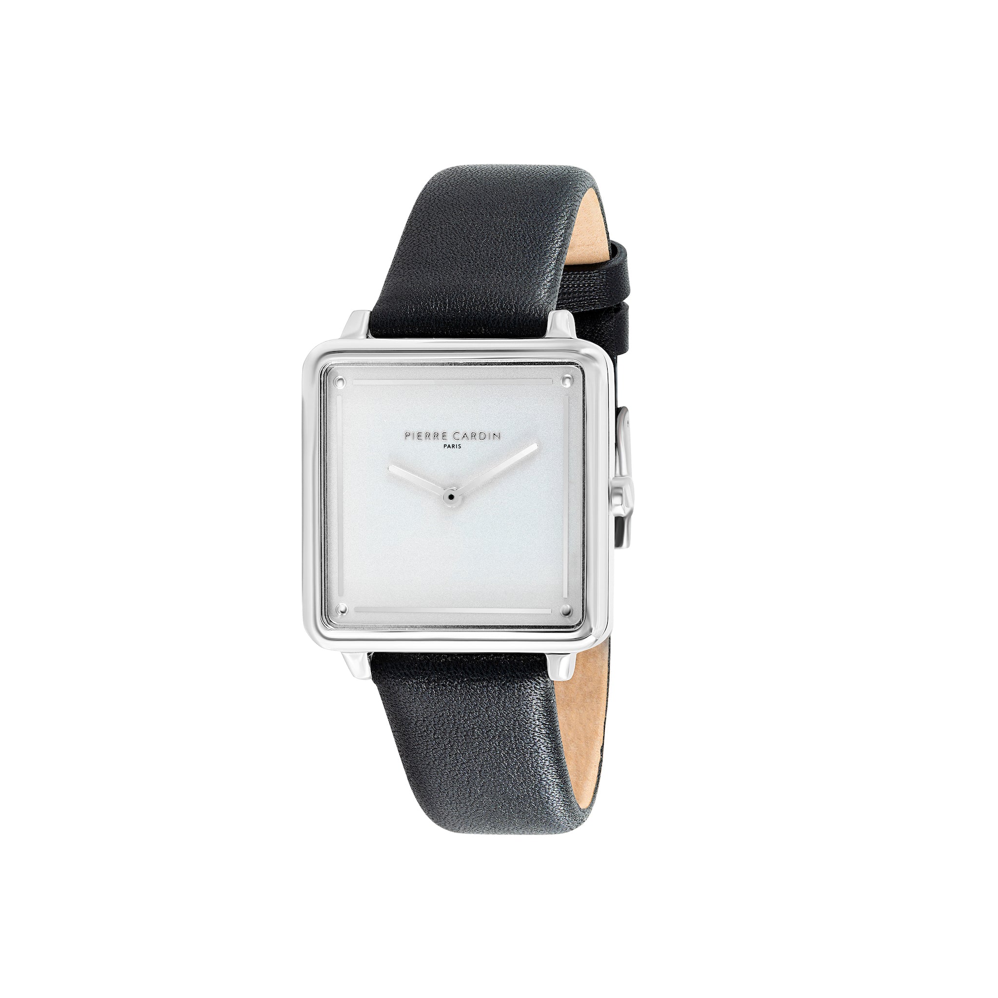 Vendôme Silver Watch with Black Leather Strap – Pierre Cardin Watches